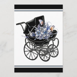 Elegante Vintage Pram-Baby-Dusche Einladung