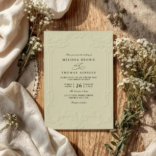 Elegante Vintage QR-Code-Hochzeit mit Ornament-Prä Einladung