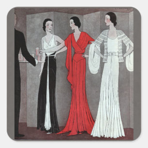 Elegante Vintage Retro Art Deco Party Quadratischer Aufkleber