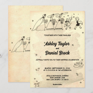 Elegante Vintage Retro Bridesmaids Klassische Hoch Einladung