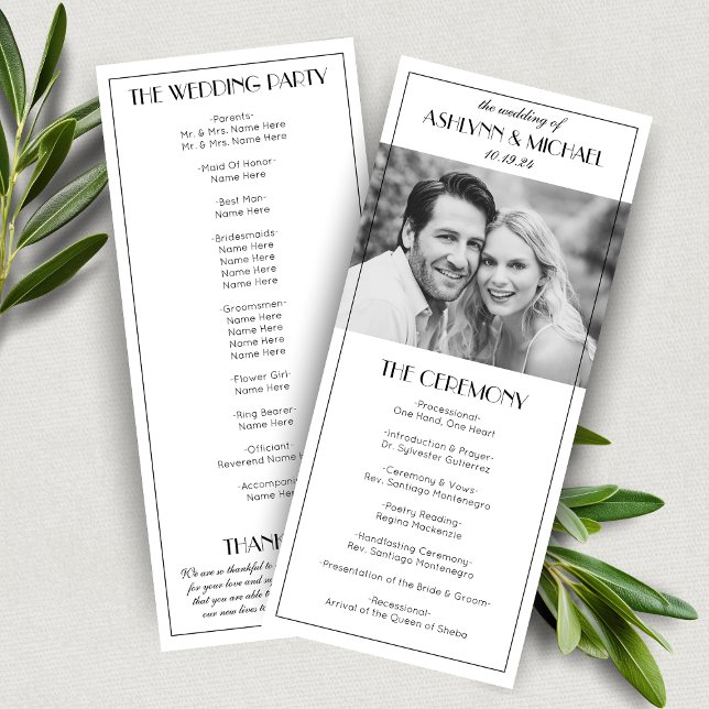 Elegante Vintage Roaring 20er Foto Hochzeit Programm (Elegant Vintage Wedding Program)