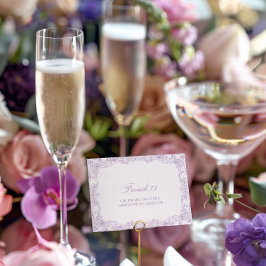 Elegante Vintage Romantische Lila Cocktailkarte Mitteilungskarte