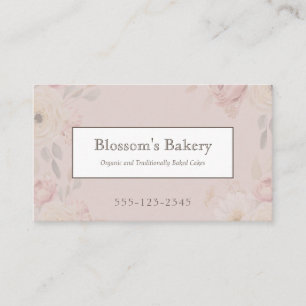Elegante Vintage-Rosa-Blumen-Bäckerei Visitenkarte