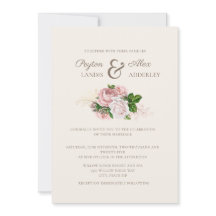 Elegante Vintage-Rosa-Blumen-Hochzeit in Creme