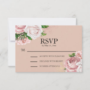 Elegante Vintage-Rosa-Blumen-Hochzeits-RSVP RSVP Karte