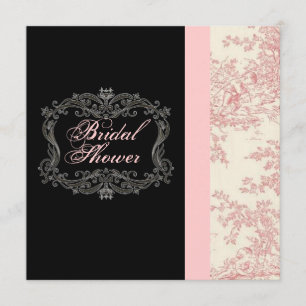 Elegante Vintage-Rosa-Blumen-Hochzeitsdusche-Einla Einladung