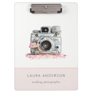 Elegante Vintage Rosa Blumen Kamera Fotografie Klemmbrett