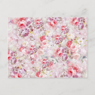 Elegante Vintage-Rosa-Blumen königliches Damastmus Postkarte