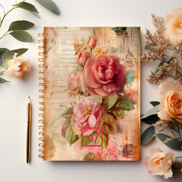 Elegante Vintage rosa Blüte Notizbuch
