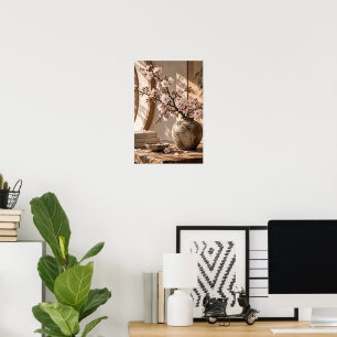 Elegante Vintage-Rosa-Blüten-Vase Wandkunst – Roma Poster