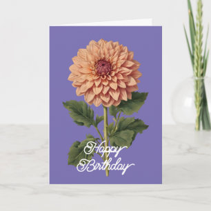 Elegante Vintage-Rosa-Dahlie-Blumen-Geburtstag Karte