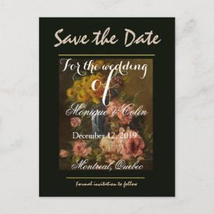 Elegante Vintage-Rosa Gelb-Rosa Save-the-Date-Kart Postkarte