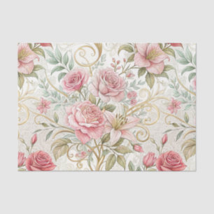 Elegante Vintage-Rosa-Gold-Blumen-Hochzeit   Seidenpapier