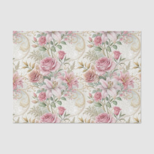 Elegante Vintage-Rosa-Gold-Blumen-Hochzeit Seidenpapier