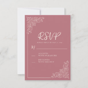 Elegante Vintage-Rosa-Malven-Hochzeit RSVP Karte