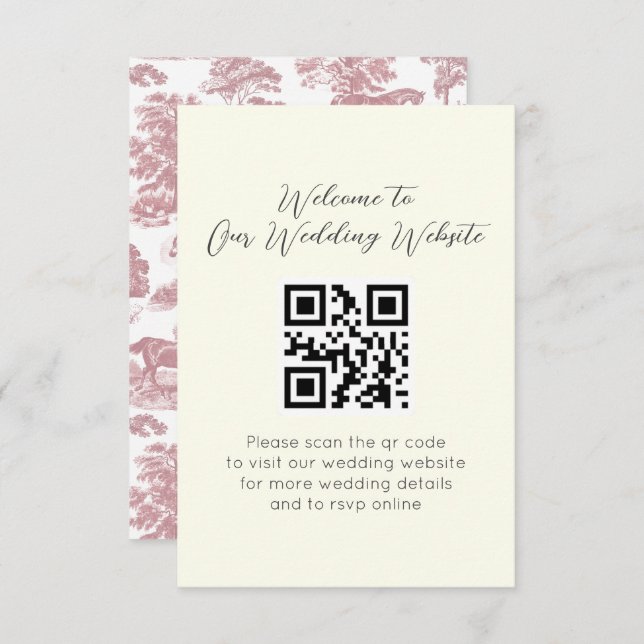 Elegante Vintage Rosa Pferdewanderung Hochzeit Begleitkarte (Vorne/Hinten)