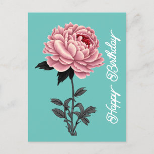 Elegante Vintage-Rosa Pfingstrose Herzlichen Glück Postkarte
