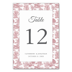 Elegante Vintage Rosa Rosa Tischnummer