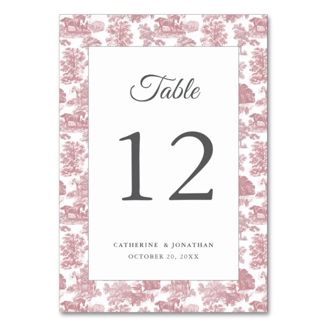 Elegante Vintage Rosa Rosa Tischnummer (Vorderseite)