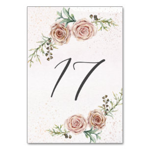 Elegante Vintage-Rosa-Rosen-Hochzeit Tischnummer