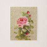 Elegante, Vintage Rosa Rosen Puzzle<br><div class="desc">Ein hübsches Spray aus Vintag rosafarbenen Rosen und Rosenbuden in warmen Farbtönen auf malerischem Kunsthandwerk.</div>