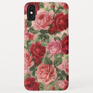 Elegante Vintage-Rosa-Rote-Rosen-Blumen-Name Case-Mate iPhone Hülle