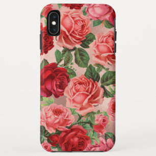 Elegante Vintage-Rosa-Rote-Rosen-Blumen-Name Case-Mate iPhone Hülle