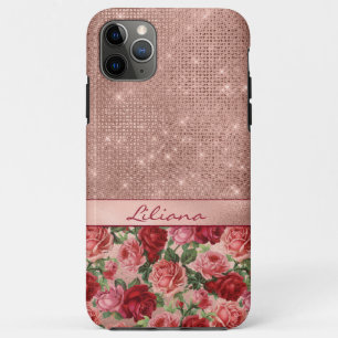 Elegante Vintage rosa Rote Rosen Blumenname Case-Mate iPhone Hülle