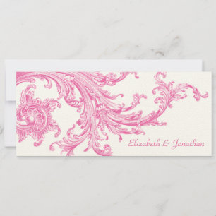 Elegante Vintage-Rosa-Schleppe-Hochzeits-Einladung Einladung
