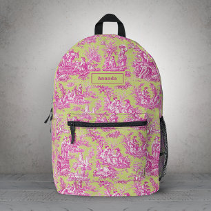 Elegante Vintage Rosa Toile de jouy Bedruckter Rucksack