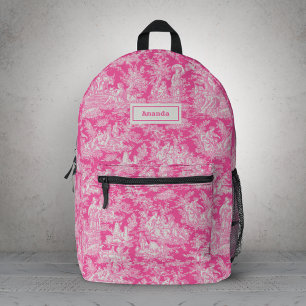 Elegante Vintage Rosa Toile de jouy Bedruckter Rucksack