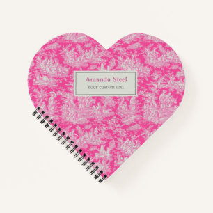 Elegante Vintage Rosa Toile de jouy heart Notizbuch