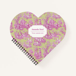 Elegante Vintage Rosa Toile de jouy heart Notizbuch