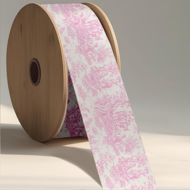 Elegante Vintage Rosa Toile de jouy Satinband (Von Creator hochgeladen)