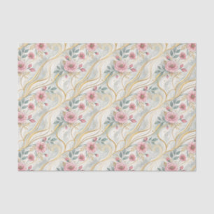Elegante Vintage-Rosa-Türkis-Gold-Blumen-Hochzeit Seidenpapier