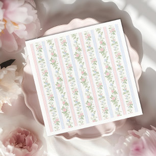 Elegante Vintage Rosa- und Bläserblütendusche Serviette