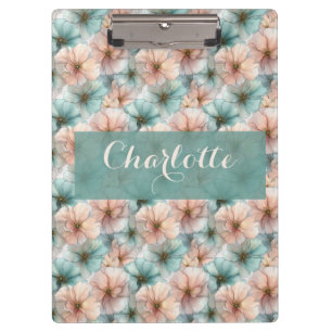 Elegante Vintage-Rosa- und Grün-Blumenmuster perso Klemmbrett