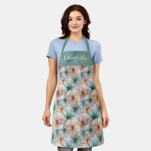 Elegante Vintage-Rosa- und Grün-Blumenmuster perso Schürze