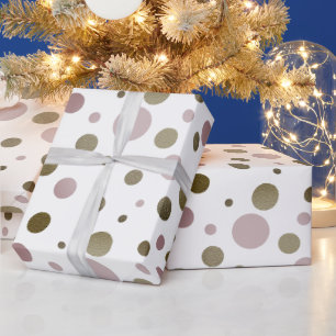 Elegante Vintage Rosa und Grüne Polka Punkte Geschenkpapier