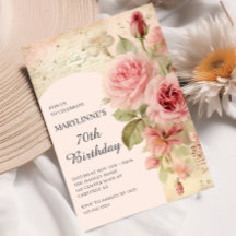 Elegante Vintage Rose 70. Geburtstag