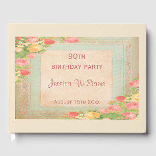 Elegante Vintage Rose 90. Geburtstag Gästebuch