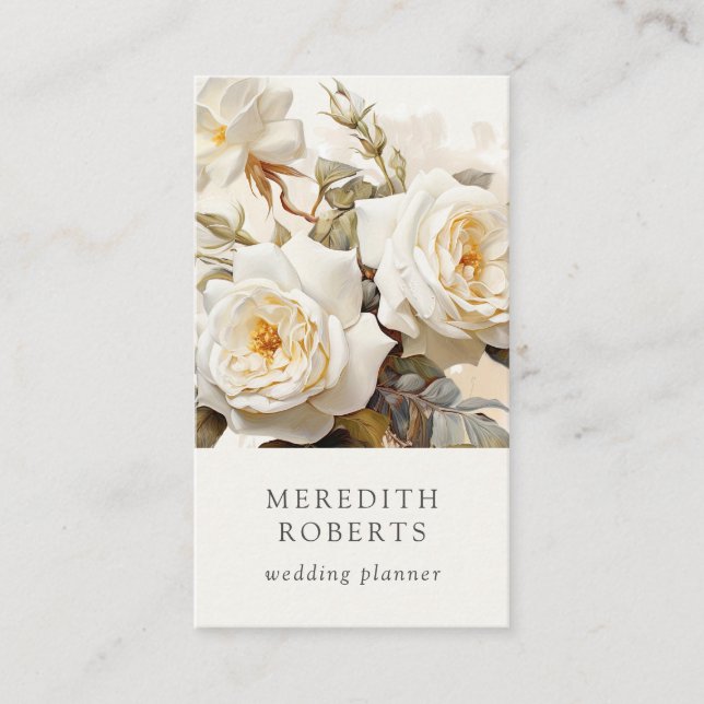 Elegante Vintage Rose Antikes Weiß Visitenkarte (Vorderseite)