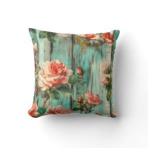 Elegante Vintage-Rose auf türkisfarbenem Holztextu