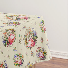 Elegante Vintage Rose Blumenmuster auf Beige Tischdecke