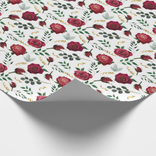 Elegante Vintage Rose Botanischer Blumenurlaub Geschenkpapier