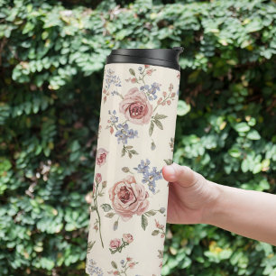 Elegante Vintage-Rose, florale Decoupage stylish Thermosbecher