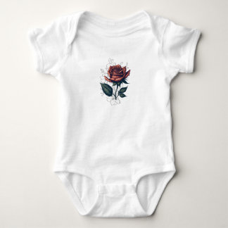 Elegante Vintage-Rose – Florales T-Shirt-Design Baby Strampler