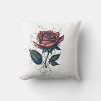 Elegante Vintage-Rose – Florales T-Shirt-Design Kissen