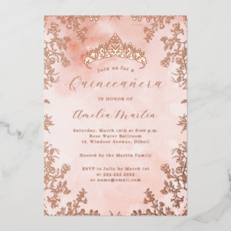 Elegante Vintage Rose Folieneinladung
