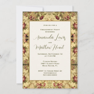 Elegante Vintage Rose Gold Engagement Party Einladung
